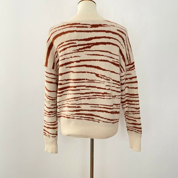 4SI3NNA Womens Zebra Print Pullover Sweater Crewneck Long Sleeve S Small - Picture 4 of 9